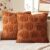 MIULEE Fall Throw Pillow Covers 18×18 Set of 2 Autumn Decorations Dark Rust Pumpkin Accent Pillowcase for Outdoor Porch Sofa Couch Bed Living Room Plush Faux Fur Halloween Farmhouse Home Decor