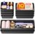 MLIKLU 10 Pack Large Size Plastic Drawer Organizers Set, 3 Sizes Desk Drawer Organizer Trays, Storage Bins for Vanity, Makeup, Bathroom, Kitchen Utensils and Office (Black)