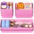 MLIKLU 10 Pack Large Size Plastic Drawer Organizers Set, 3 Sizes Desk Drawer Organizer Trays, Storage Bins for Vanity, Makeup, Bathroom, Kitchen Utensils and Office (Pink)