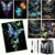M MUGIT 8 Sheet Scratch Art Noctilucent Rainbow Painting Paper with Pen/Cleaning Brush, Glow in The Dark Engraving Scratchboard(A4) for Teen & Adult, ASMR Sketch Card Relaxing (Butterfly/Dolphin)