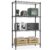 M MZG 1000 lbs 4Tier Shelf Metal Storage Shelves Wire Rack Closet Organizers with Wheel for Garage Kitchen Bathroom Laundry Black 13.7″ D x 23.6″ W x 53.4″ H