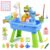 Mobelixy Upgraded Toddler Sand Water Table Toy with Electric Water Pump, Kids Sand Water with Faucet/Play Food Accessories/Fishing Toy, Kitchen Play Sink Toys for Girl Boy Age 3+ (Blue)