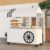 Mobile Candy Cart with Wheels Canopy Lockable Street Food Stand for Party Event Market(47″ lx24 wx75 h,White)