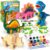 Mocoosy Wooden Dinosaur Painting Art and Craft Kit for Kids 4-8, Build & Decorate Your Own Dinos with Paint & Stickers, Wood Dinosaur Builder Game Montessoi Educational Toy Gift Toddler Boys Girls 3-5