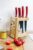 Modern Wooden Knife Block Set, Red Handle Kitchen Knives with Oak Storage Stand, Sharp Black Blade Cutlery for Home Cooking, 6-Piece Knife Set with Organizer