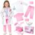 Mofunstar Doctor Costume for Girls, Dress Up for Halloween, Career Day Role Play, with Stethoscope, Lab Coat, Scrubs, etc 5-6 years