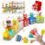 Montessori Train Toys for 2 3 4 Year Olds – Toddler Learning Train Set with Lights & Sounds, 6 Vehicle Transport, Lock & Key Activity, Farm Animal Finger Puppets, Easter Birthday Gift for Boys Girls
