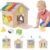 Montessori Wooden Baby Activity Play Cube Toys for Boys Girls 6 Months+, Early Developmental Learning Activity Center for Toddlers, 1-3 Years Old Kids First Birthday Gift, Bonus Infant Press & Go Car