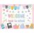 Mooliwe 94 Pcs Welcome Back to School Bulletin Board Set Stationery Star Apple Paper Cutouts for First Day of School Classroom Wall Door Decoration((Pastel Checkered)