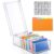 Mooliwe Index Card Holder Clear Acrylic Card Organizer 50 Pcs Divider Sheets for Desk File Note Holders, 4 Compartments Holds 600 Cards(3 x 5 Inch)