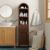 MoomJiee Arched Storage Cabinet 67″, Narrow Tall Bathroom Cabinet for Kitchen, Hallway, Arched Cabinet with Door & Adjustable Shelves, Easy Assembly, Brown