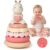 Moonkie Bunny Baby Stacking Toys | 7-Piece Silicone Rings for Teething Relief | Educational Toy for Infants & Toddlers 6 Months+ | Baby Shower or Birthday Gift for Girls