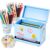 MorningRo 3 Pack Pencil Dispenser for Classroom Stainless Steel Classroom Pencil Holder with Sticker for Desk Student Back to School Teacher Must Have Preschool Kindergarten Supplies(Light Blue)