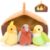 Muiteiur Bird Stuffed Animal Set, 3 Parrot Plush Toys with 11.8″ Birdhouse