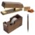 MultiBey Walnut 3-Piece Wooden Desk Organizer Set – North American Walnut Stapler, Wood Tape Dispenser, Wooden Pen, 1000pcs Rose Gold Staples and Tape, for Elegant Home Office Desk