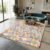 Multicolor Retro Geometric Rug Mid Century Modern Abstract Rugs for Bedroom Living Room Classroom Soft Low Pile Carpet 7×9 Bohemian Apartment Playroom Stain Resistant Floor Mat Sage Green Purple