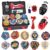 MUSTYBELT Battling Top Burst Gyros Toy Set Toy Gift for Children Boys Ages 6 8 10 12+ Combat Battling Game 10&12 Burst Spinning Tops 3 Two Way Launchers Grip Starter (B-10)