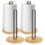 MUXHEL 4 Pcs Wood Paper Towel Holder Countertop Non-Slip Wooden Paper Towel Holder Stand, Spool Rack Ribbon Holder for Paper, Tape and Ribbon Storage Organizer