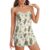 MXNPKUR Women’s Ice Silk 2 Piece Pajama Set,Cami Top And Shorts Large