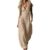 Myboilk Women’s V Neck Button Down Jumpsuit Wide Leg Casual Romper Khaki