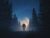 Mysterious Bigfoot Silhouette Mystical Fantasy Art Wooden Jigsaw Puzzle 500 Pieces for Adults Full Moon Starry Night Sky Pine Forest Family Game Night Gift for Men Women Monster Fans