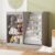 NACHES 2 in 1 Kids Bookshelf, Ball Storage Rack with Toy Storage Net and 5 Shelves, Wooden Montessori Kids Storage Shelf, Ball Organizer for Kids Bedroom, 90x34x80cm (Grey)