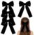 NCMAMA 4PCS Black-A Velvet Hair Bows for Girls, Long Tail Alligator Clips