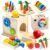 Nene Toys 7-in-1 Montessori Toy for 1 Year Old Baby – Wooden Activity Cube with Carrot Harvest, Shape Sorter & Stacking, Coin Box, Ball Drop, Gears & Clock – Gift for Toddler Boys & Girls 1 2 3 Years