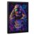 Neon Graffiti Astronaut with Cartoon Reflection Canvas Wall Art Poster, Street Art Space Decor for Teen Bedroom Game Room Home Black Frame 16x24in
