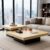 Nesting Coffee Table Set of 2, Square Centre Table, Modern Accent Table with 1.6″ Thick Tabletop, Wood Coffee Tables for Living Room Office Apartment