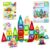 Nevzan 45PCS Mini Magnetic Tiles for Kids Ages 3-8, Travel Magnetic Building Blocks Set with 5 Fairytale Figures, STEM Toys for Girls Boys, Portable Tin Case, Princess Unicorn Magic Castle