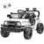 NEWDOOD 24V Ride on Truck Car w/Parent Remote Control, Ride on Toys w/4-Wheel Suspension, Power Display, Bluetooth, Music, LED Headlight, Electric Car for Kids Aged 3+, White