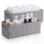 Newtay 2 Pcs Gray Stripe Narrow Storage Bins Fabric Skinny Basket Small Basket with Handles for Closet Cabinet Countertop Organizing Small Items