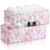 Newtay 2 Pcs Pink Floral Narrow Storage Bins Fabric Skinny Basket Small Basket with Handles for Closet Cabinet Countertop Organizing Small Items