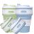 NexUp Goods 2-Pack Collapsible Coffee Cups 12oz Reusable Travel Mugs Light Blue & Green Leakproof Foldable Silicone Heat Resistant Easy to Clean Great for Camping Office and Gifts