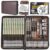 Nicpro 58 PCS Art Drawing Supplies Kit in Leather Case, Art Mechanical Pencil Set with Metal Drafting Pencil 0.3 & 0.5 & 0.7 & 0.9 & 2mm, 12 Micron Pen, Sketch Book, 30 Tube Lead Refills for Sketching