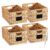 Nitial 2 Pcs Wicker Storage Basket, Rectangular Water Hyacinth Storage Basket for Shelving, Foldable Woven Pantry Organizer with Chalkboard Label and Chalk Marker (Natural,16 x 12 x 8 Inch)