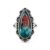 NKG Handmade 925 Sterling Silver Pated Alexandrite Quartz Ring Vintage Style Southwestern Boho Statement Ring for Women Large Pear Gemstone Ring Birthday Anniversary Jewelry Gift for Her