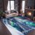 Non-Slip 8′ x 10′ Area Rug with Aurora Borealis Dreamy Starry Sky Theme, Washable Non-Slip Living Room Rug, Home Decor Indoor Carpet for Game Room Classroom Laundry