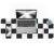 Non-Slip Checkered Desk Mat, 31.5″x12″, White Black