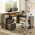 NORDEVERRA 60″ L Shaped Desk with Lift-Top and Power Outlet,Grey