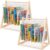 Novabright 2 Pcs Wooden Hanging Book Rack for Classroom, Read Along Book Display Stand for Teachers and Homeschool, 16.5 x 15.8 x 11.8 Inch Natural Wood Organizer Shelf for Reading Corner