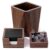Novabright 3 Pcs Walnut Wooden Desk Organizer Set Multifunctional Desktop Writing Stationery Organizer Wood Sticky Note Holder, Pencil Holder and Paperclip Storage for Marker Craft Desk Home Office