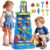 Novaluki Toddler Sand Water Table Waterfall Wall Playset, Kids Activity Sensory Table with Beach Fun Sand Toy, Summer Outdoor Toys Sand Water Play Table for Toddler Ages 2 3 4 5 6 7 8
