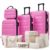 NOXJUQU Luggage Set 13 Piece Suitcase Sets with Silent Spinner Wheel – Pink