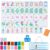 Nsldns 4 Layer Mahjong Tiles, 2026 New 160 Pcs Acrylic American Mahjong Tiles Set with Dice, Clear Engraved Western Game with Dice for Adults, Travel & Game Nights (Bright Floral)