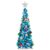 N&T NIETING Pop Up Christmas Tree with Lights, Collapsible Tinsel Xmas Tree Decorations, Pencil Christmas Tree Skinny Tree for Holiday Xmas Home Office Decor, 25 Balls, 3Ft, Blue
