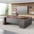 Nuipesn 79 Inch Electric L-Shaped Executive Desk, Height Adjustable Standing Desk for Home Office with Dual Motor Lift, 3 Memory Presets, LED Display and Cable Box, African Walnut and Iron Gray