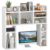 NUTIKAS White Desk Hutch Dorm with Shelves and File Organizer – 42″ Wood Desktop Hutch for College Room, Desktop Bookshelf for Computer Desk, Space Saving Bookshelf