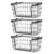 NXTLPBF 3 Pack Black Hanging Metal Wire Storage Baskets, Under Cabinet Sliding Grid Organizer Bins, Wall Mountable Wire Storage Baskets for Kitchen Pantry Closet Bathroom Organization